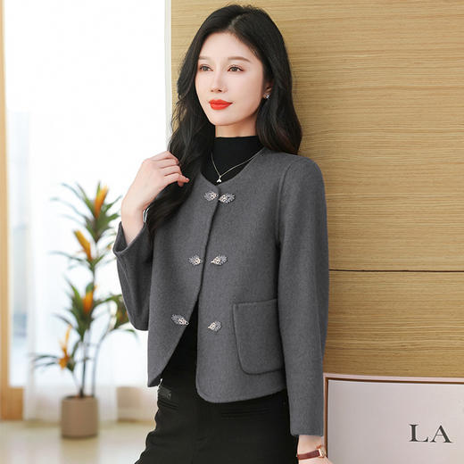 CC-17-573A春秋新款小个子短款毛衣外套上衣红色减龄国风气质显瘦开衫 商品图3