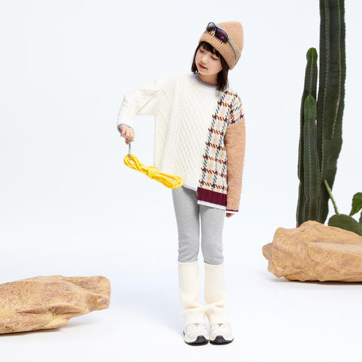女童不对称拼色毛衣冬季新款安奈儿童装实体店同款AG444617 商品图3