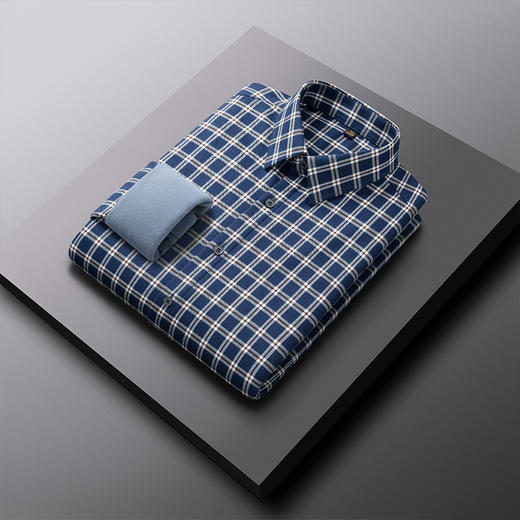 【羊毛混纺 加绒保暖】罗蒙秋冬男士长袖衬衫翻领保暖格纹休闲通勤百搭衬衣 商品图2