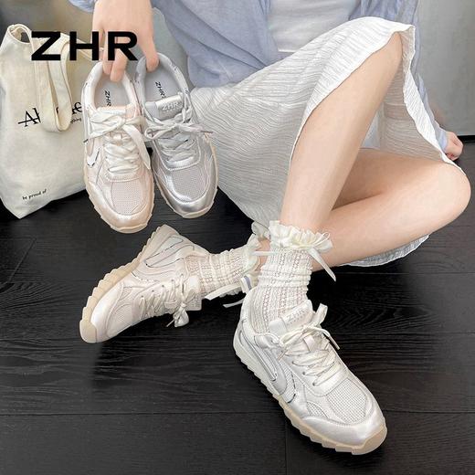 ZHR则则网面透气阿甘鞋女2024新款百搭平底运动休闲鞋轻便德训鞋 商品图3