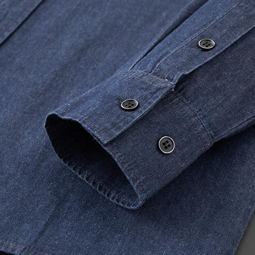 【100%棉】【新款DDA】大依优型大码牛仔长袖衬衫翻领加肥加大肥佬休闲商务宽松透气上衣 商品图2