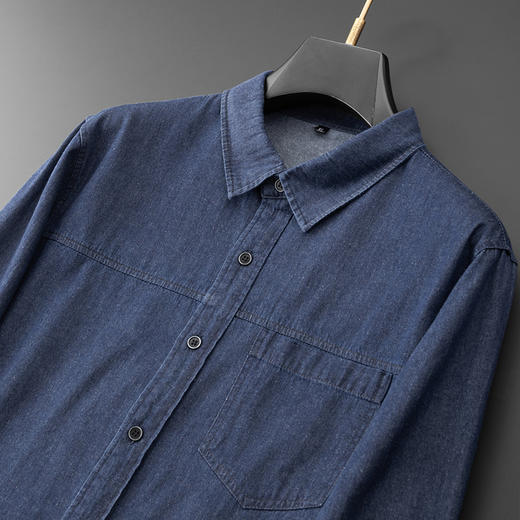 【100%棉】【新款DDA】大依优型大码牛仔长袖衬衫翻领加肥加大肥佬休闲商务宽松透气上衣 商品图3