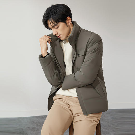 【白鸭绒】柒牌立领羽绒服男2024冬季新款时尚休闲百搭保暖厚外套	127E70550 商品图1