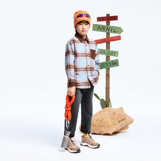 男童挺括绒暖格子衫冬季新款安奈儿童装实体店同款AB441768 商品图3