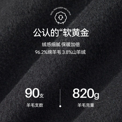 【严选】诗凡黎绵羊毛双面呢2024冬新款小个子高级中长系带毛呢外套大衣女SF7170171D 商品图4