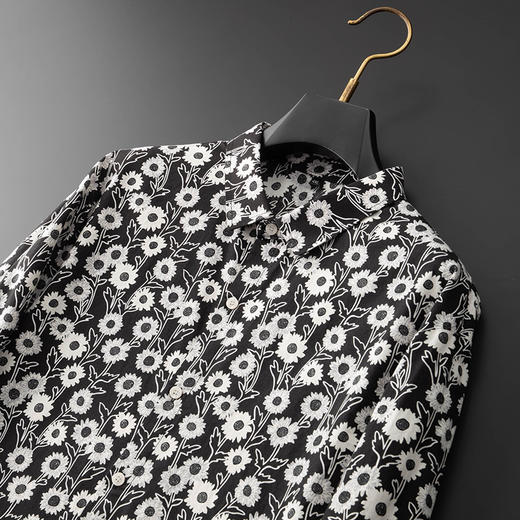 【100%棉】【新款DDA】大依优型大码花衬衫长袖衬衫翻领加肥加大肥佬休闲商务宽松透气上衣 商品图1