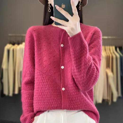 QHJY-DMR286原版欧货~羊毛衫女羊毛衫针织衫开衫外套2024秋冬新款上衣针织衫 商品图3