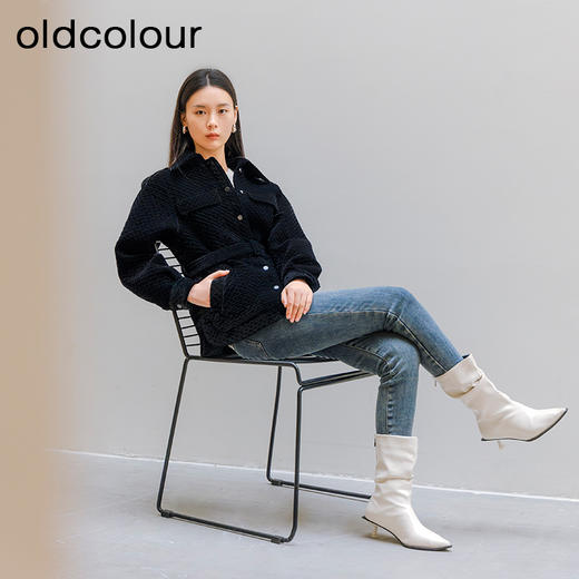oldcolour秋冬新款宽松系带收腰休闲百搭外套女P440401A1 商品图2