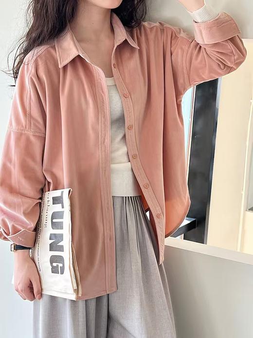 金焦色秋季新款灯芯绒衬衫衬衫式开衫罩衫 商品图11