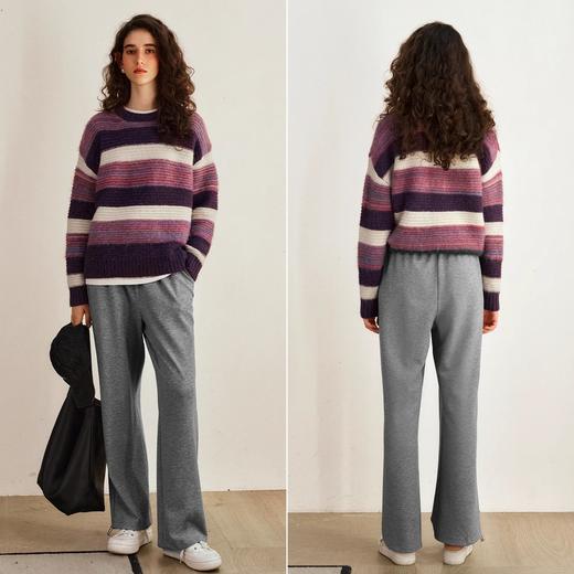 OLrain欧芮儿条纹套头毛衣女秋季2024年新款圆领慵懒休闲通勤上衣 商品图1