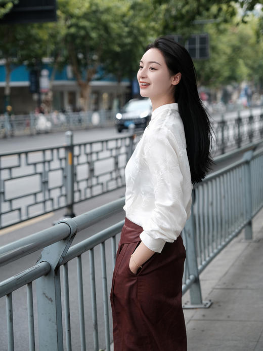 下架|盛唐婧 |桑蚕丝红云纱阔腿长裤(半松紧腰） 商品图5