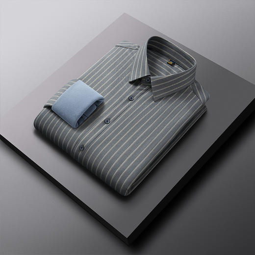 【羊毛混纺 加绒保暖】罗蒙男士秋冬长袖衬衫翻领保暖通勤舒适衬衣百搭休闲款 商品图1