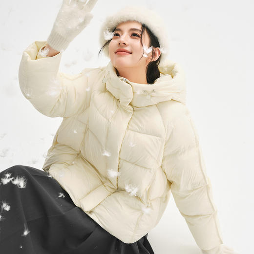 【严选】【90鸭绒】诗凡黎连帽防风羽绒服2024年冬新款柔软保暖短款外套SFA180171 商品图2