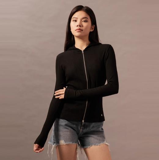 CK Jeans女士简约刺绣通勤连帽拉链针织开衫J223550 商品图0