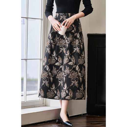 剩S 【现货】米思阳2026春季新品轻奢印花半身裙时尚优雅显瘦A字裙3950 商品图2