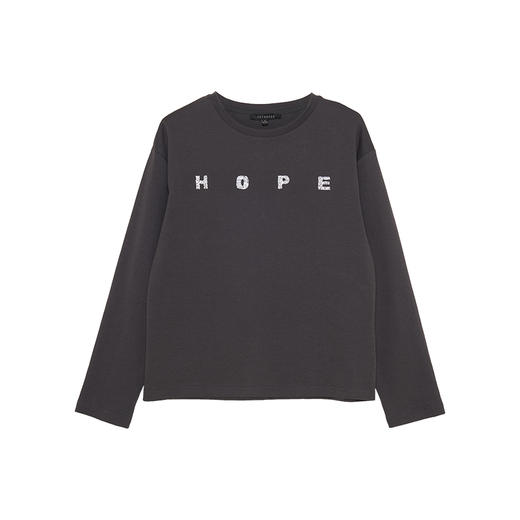 HeyDress灰色卫衣女秋季圆领宽松烫钻简约休闲慵懒百搭长袖上衣 商品图4