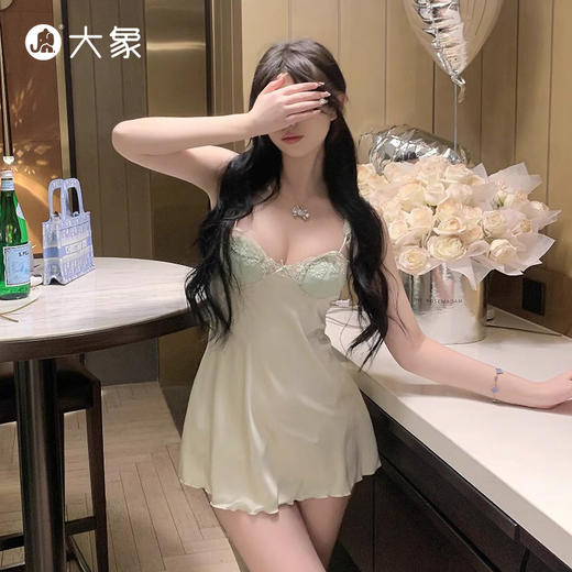 【双旦狂欢·钜惠来袭】 【轻奢情趣内衣】大象荷叶边漏背睡裙 仙气斩男 纯欲性感睡裙 商品图1