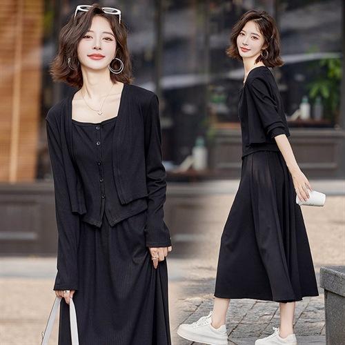 时尚纯色，针织开衫+吊带+半裙三件套HR-CPYY8089 商品图1