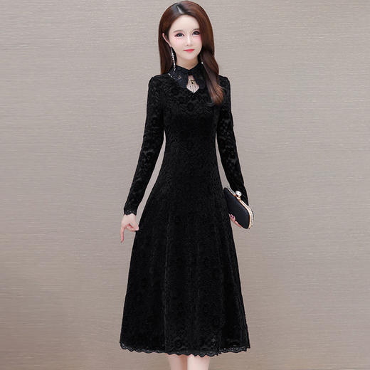 提花拼接连衣裙，中长款假两件时尚A字裙QYM- XYKL-C322-L 商品图1