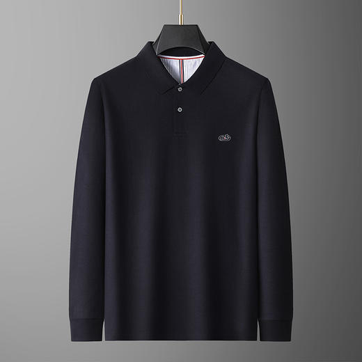【100%丝光棉】【新款DG】大依优型大码长袖Polo衫翻领加肥加大肥佬休闲宽松透气上衣打底 商品图1