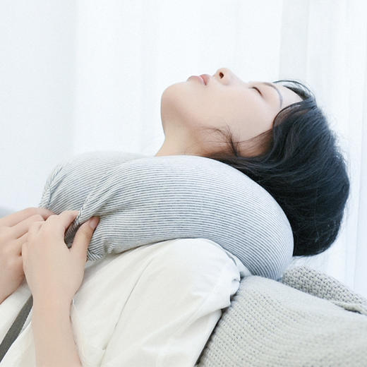 「高颜值！泡沫粒子枕」日系u型枕 汗布颈枕条纹旅行居家无印款护颈枕居家布艺 商品图1