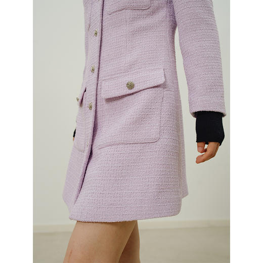 HeyDress法式小香风连衣裙女秋季紫色温柔气质高级显瘦长袖裙子 商品图2