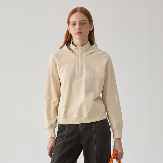 谜底连帽卫衣女2024冬新品简约休闲风双层领设计感上衣244MV1668 商品图0