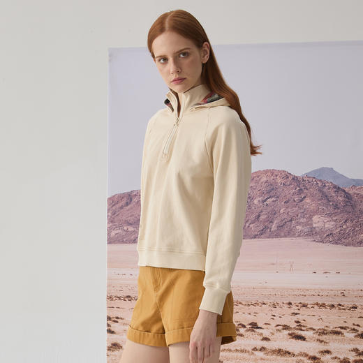 谜底连帽卫衣女2024冬新品简约休闲风双层领设计感上衣244MV1668 商品图1