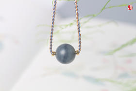 【墨舞轻纱】和田墨玉青花籽料圆珠项链