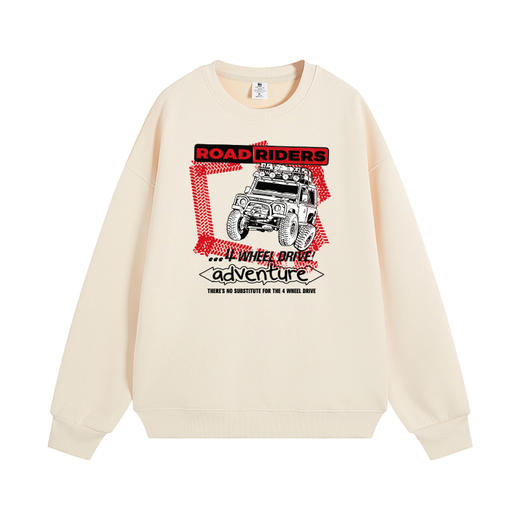 自由基地秋冬新款越野车印花图案银狐抓绒落肩圆领卫衣套头保暖服 NMT-2182 商品图8