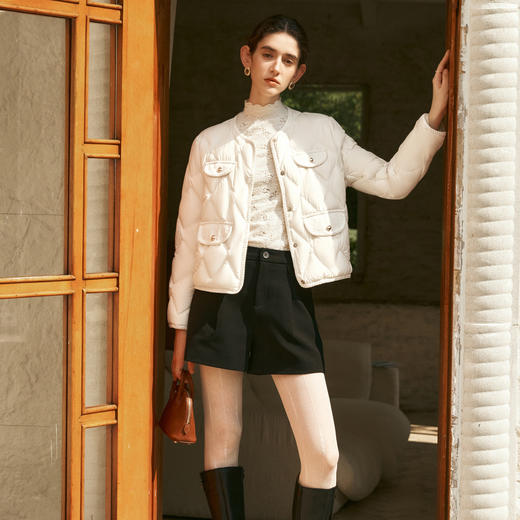 OLrain欧芮儿短款羽绒服女冬季2024年新款小香风轻薄圆领保暖外套 商品图4