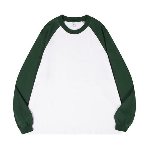 自由基地秋冬新款250克纯棉潮牌插肩圆领长袖T恤卫衣拼色男女同款 NMT-2181 商品图7