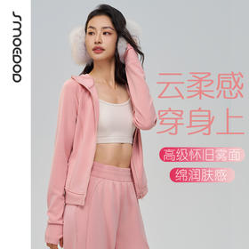 SMOEDOD/水沐伊朵秋冬拉链连帽运动外套亲肤抗皱柔软显瘦50137