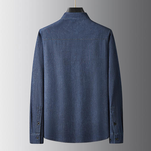 【100%棉】【新款DDA】大依优型大码牛仔长袖衬衫翻领加肥加大肥佬休闲商务宽松透气上衣 商品图1