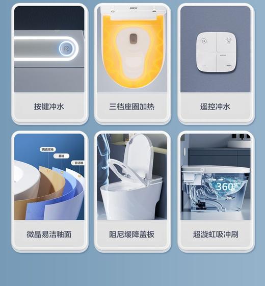 箭牌 半智能坐便器 遥控冲水 座圈加热 离座冲水 商品图1