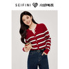 【严选】诗凡黎安可拉红条纹假两件针织衫24秋新款miu系羊毛知识分子上衣SF8131161 商品缩略图0