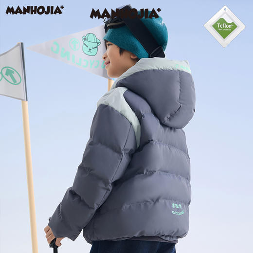 漫画家童装24年冬新款轻户外运动型teflon三防足球格易打理羽绒服 商品图2