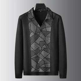 【假两件】【新款DDA】大依优型大码男士假两件开衫长袖T恤商务休闲上衣加肥加大胖子舒适