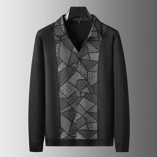 【假两件】【新款DDA】大依优型大码男士假两件开衫长袖T恤商务休闲上衣加肥加大胖子舒适 商品图0