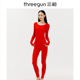 Threegun三枪 【吉庆礼盒】美肤修身圆领女内衣套装秋衣秋裤-23362D921
