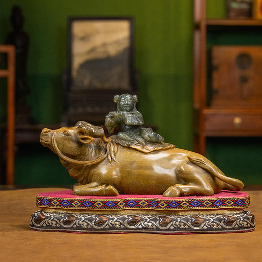 清 寿山石俏色雕童子牧牛摆件 商品图4