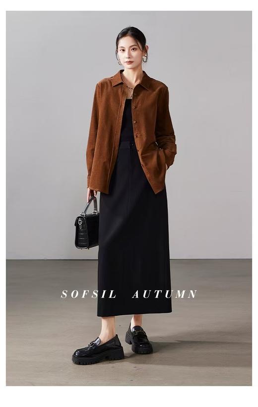 金焦色秋季新款灯芯绒衬衫衬衫式开衫罩衫 商品图7