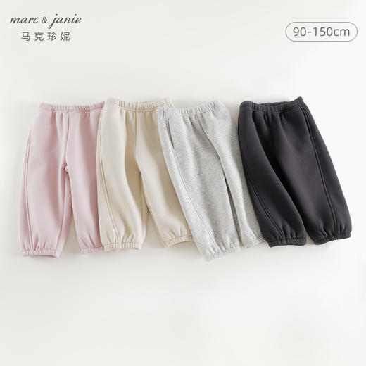 [抗静电]马克珍妮男女童宽松加绒运动裤儿童裤子束脚裤冬装241339 商品图0