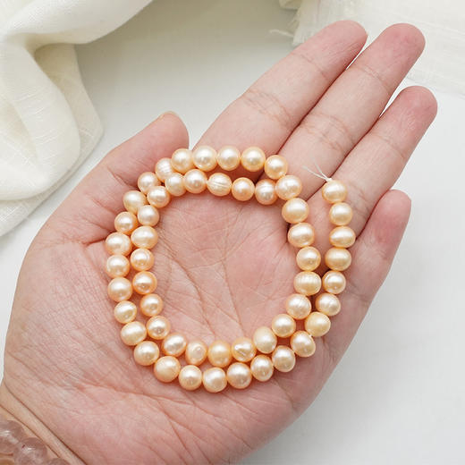 珍珠约 7~8mm 珠料 手串念珠单颗珠子散珠半成品 粉珍珠 商品图3