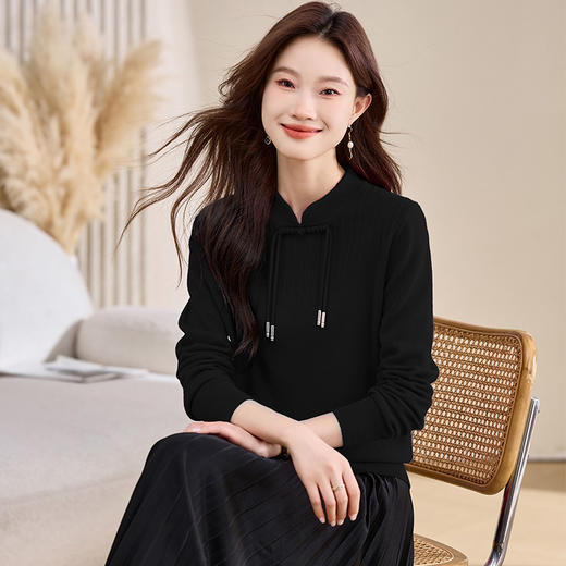 100纯羊毛针织衫新中式国风，气质内搭上衣时尚流苏打底毛衣CC-108-1302 商品图3