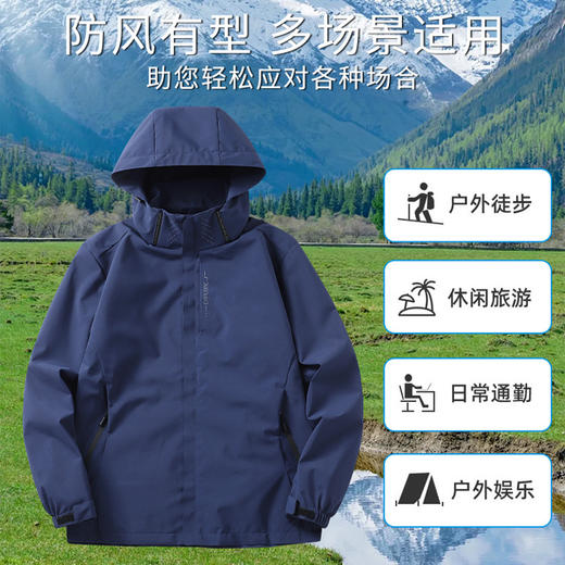 新款情侣冲锋衣美式户外登山服 防水黑武士冲锋衣男士 防晒外套夏薄款宽松情侣夹克 商品图2