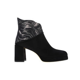 sheme进口印花布异型靴筒口优雅时尚新中式女士短靴可定制