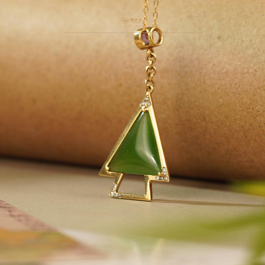 新疆国玉盟世玉和田玉金镶碧玉挂件【带证书·顺丰物流】 商品图3