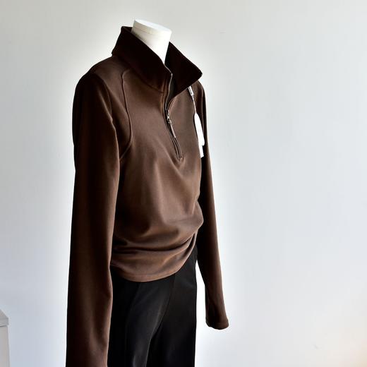 【慕斯拉链衫】秋冬女装新立领拉链防风慕斯长袖T恤保暖打底绒衫 商品图0