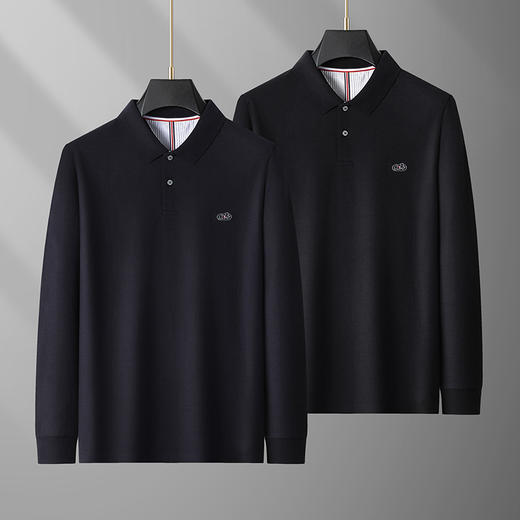 【100%丝光棉】【新款DG】大依优型大码长袖Polo衫翻领加肥加大肥佬休闲宽松透气上衣打底 商品图0